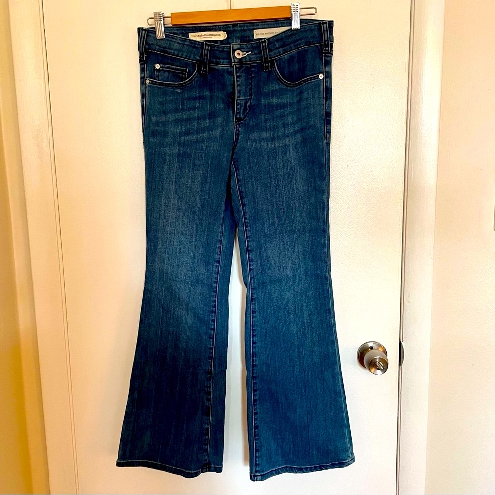 Pilcro Anthropologie Petite mid rise flare jeans sz 29/8
